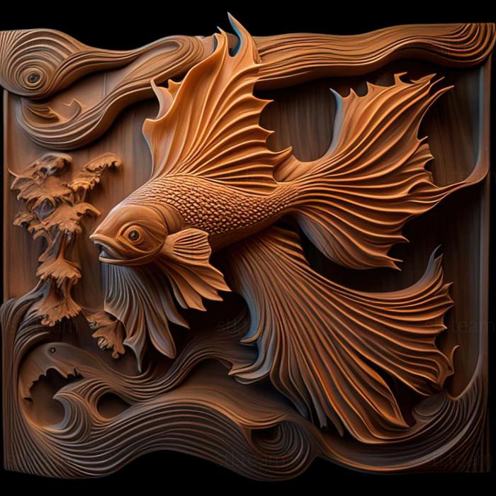 3D модель Пометить хвостатую бойцовую рыбу (STL)